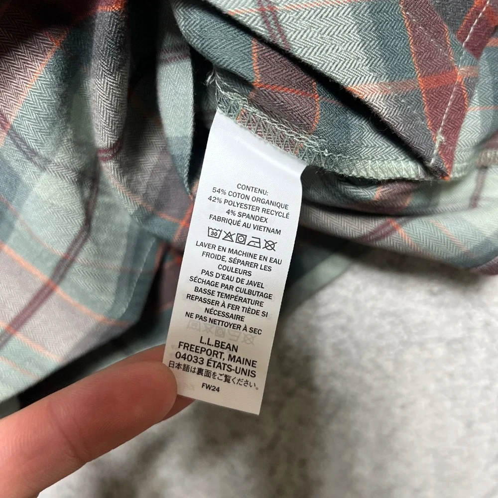 LL Bean Mountainside Brushed Performance Shirt Mens M Plaid Red Green Snap Front - Picture 11 of 16
